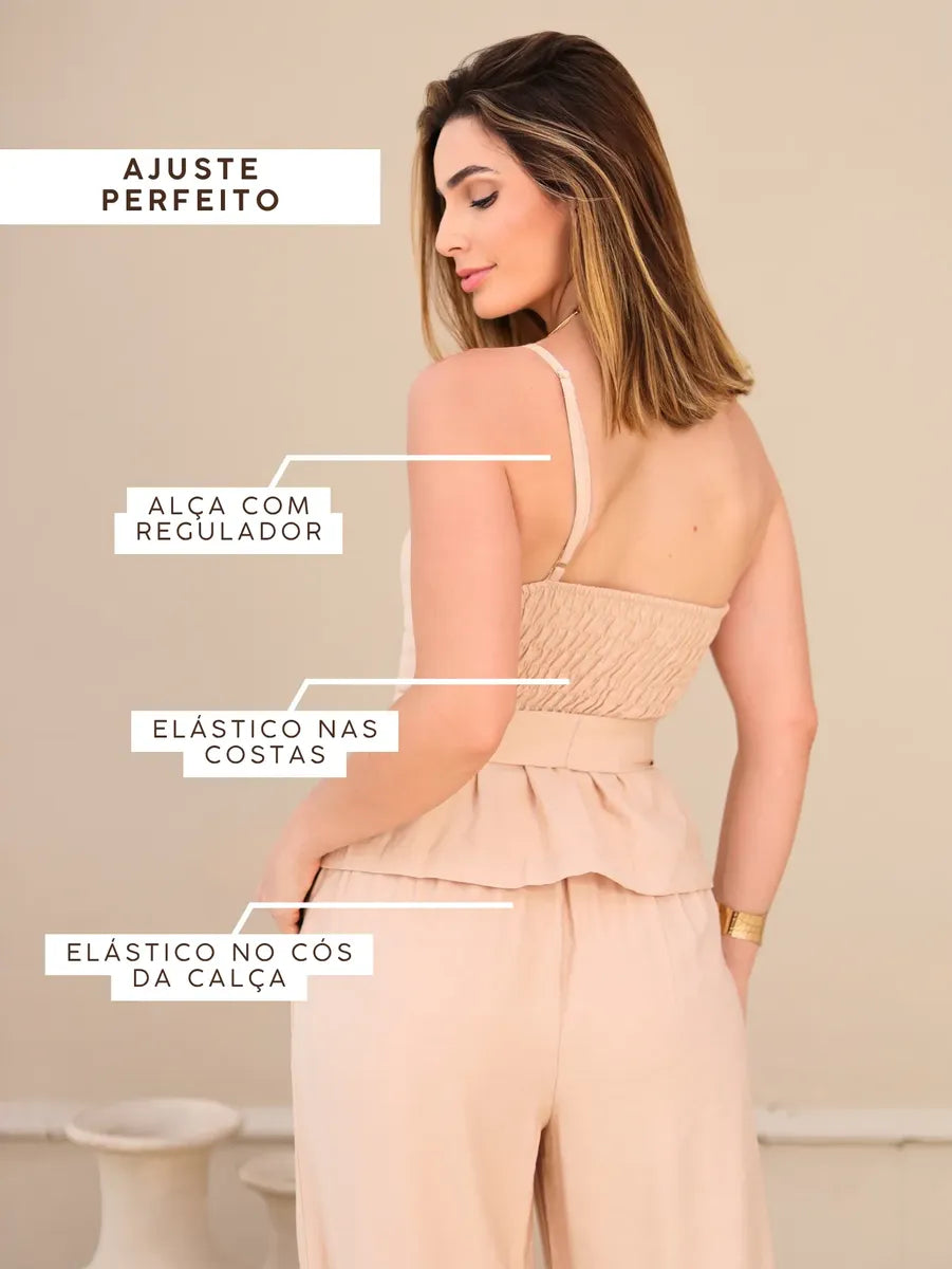 Conjunto Feminino Alfaiataria Social Pantalona Elegante Chic