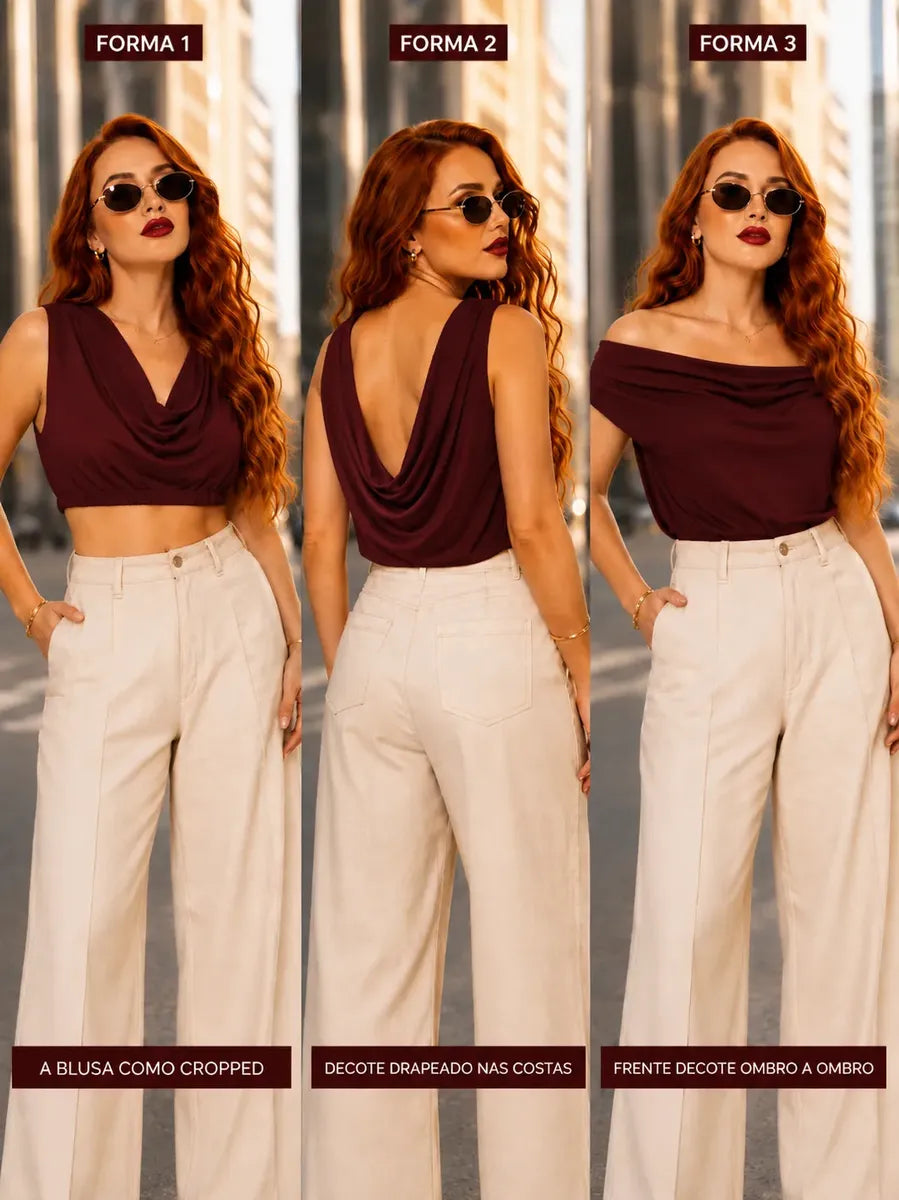 Blusa Multiforme Feminina Elegante Varias Formas Luxo