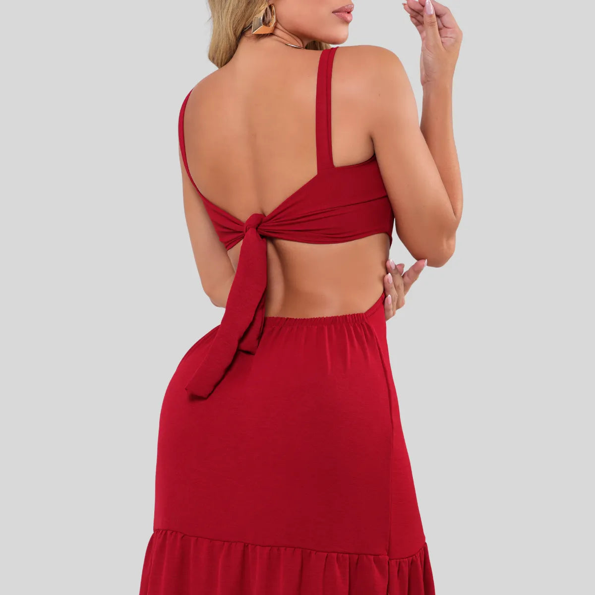 Vestido Longo Com Alças E Detalhe Nas Costas Moda Blogueira