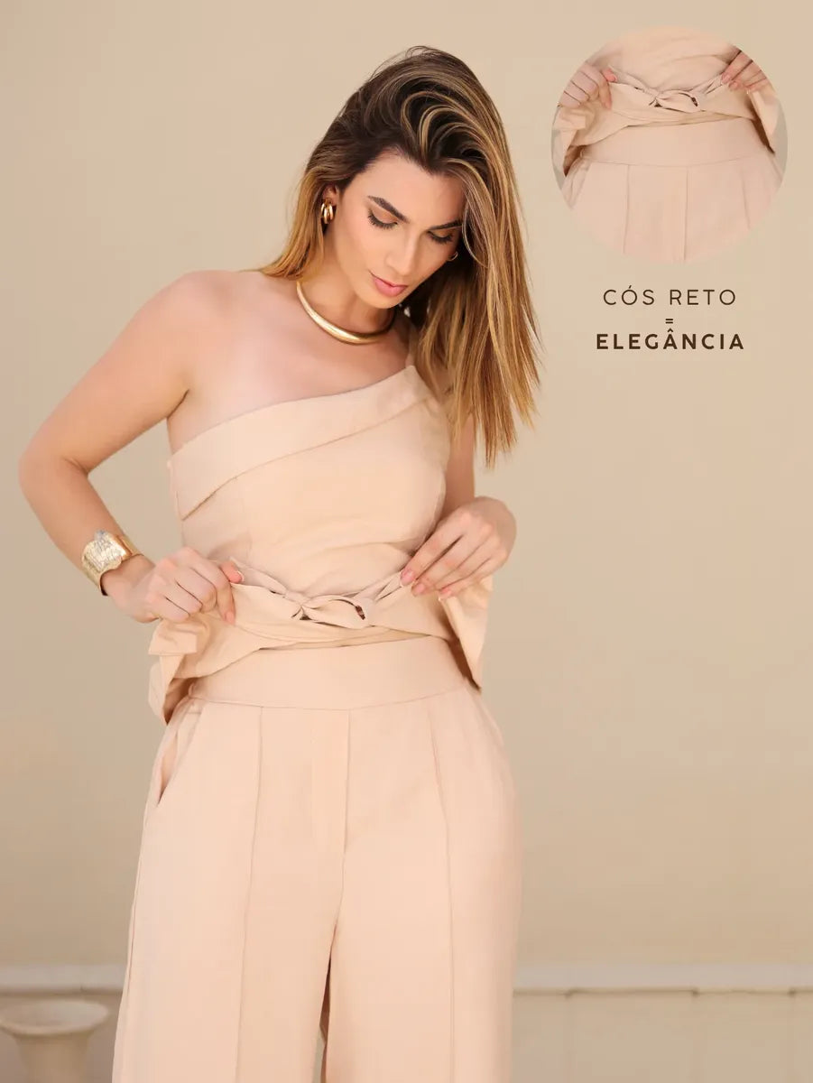 Conjunto Feminino Alfaiataria Social Pantalona Elegante Chic