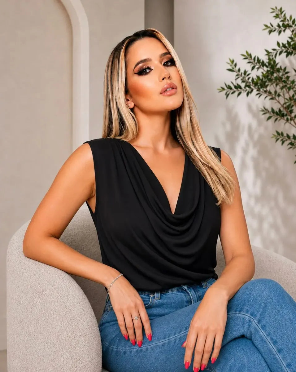 Blusa Feminina Regata Multiforma Social Casual Luxo