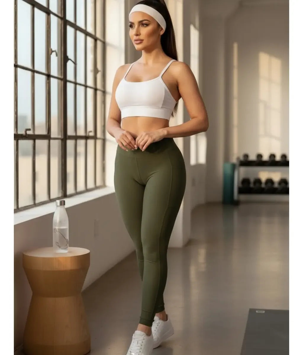 Legging Feminina Bolsos Zero Transparência Cintura Alta