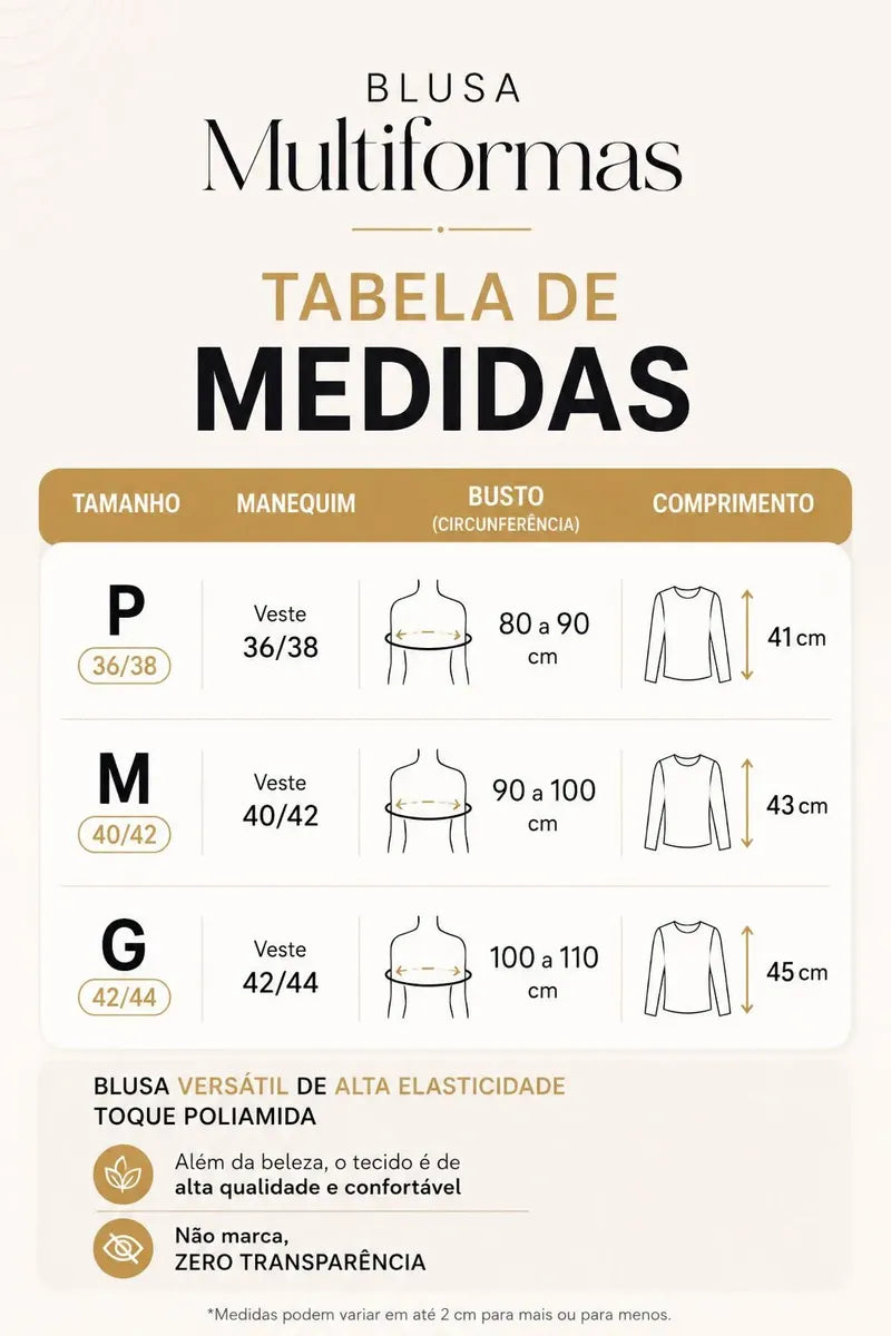Blusa Multiforme Feminina Elegante Varias Formas Luxo