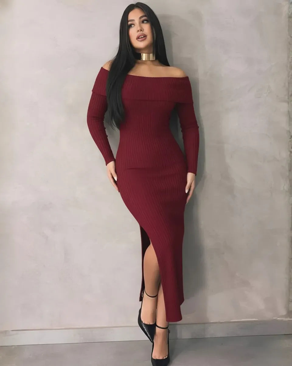 Vestido Longo Canelado Colado Ciganinha Zoe