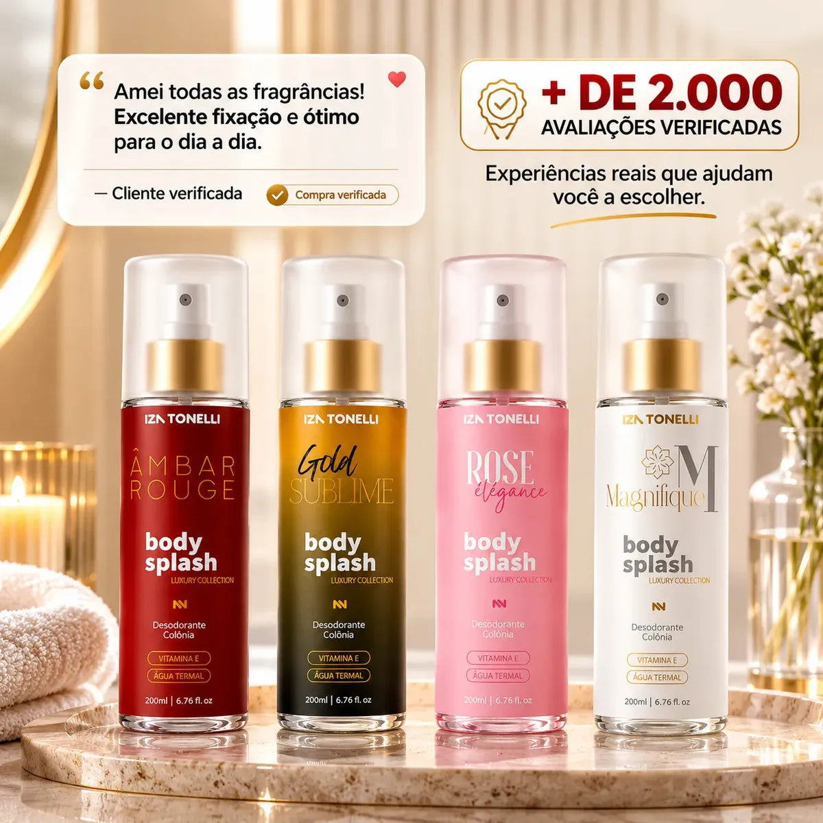 Kit 4 Body Splash Feminino 200ml Perfume De Luxo Colônia Iza