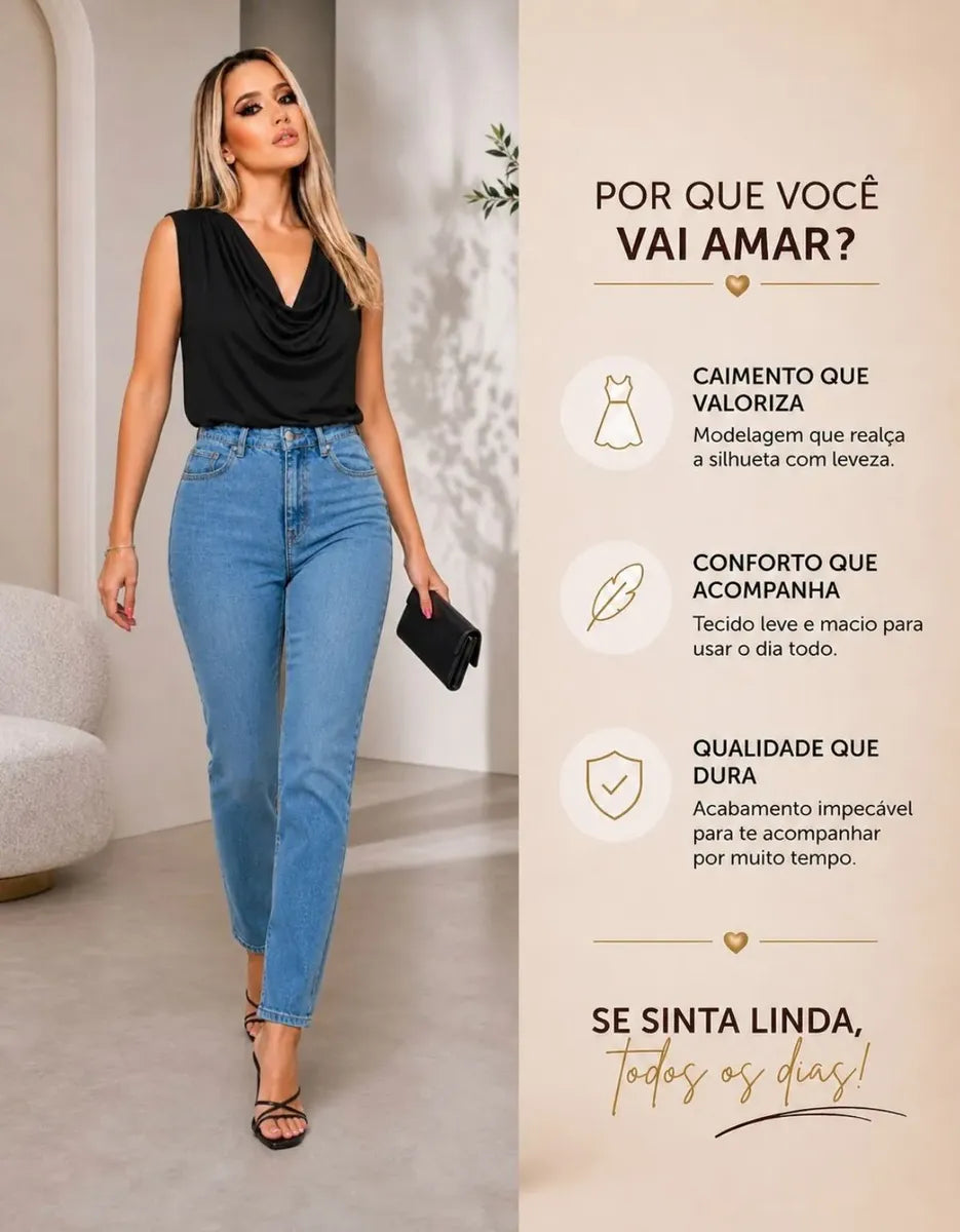 Blusa Feminina Regata Multiforma Social Casual Luxo