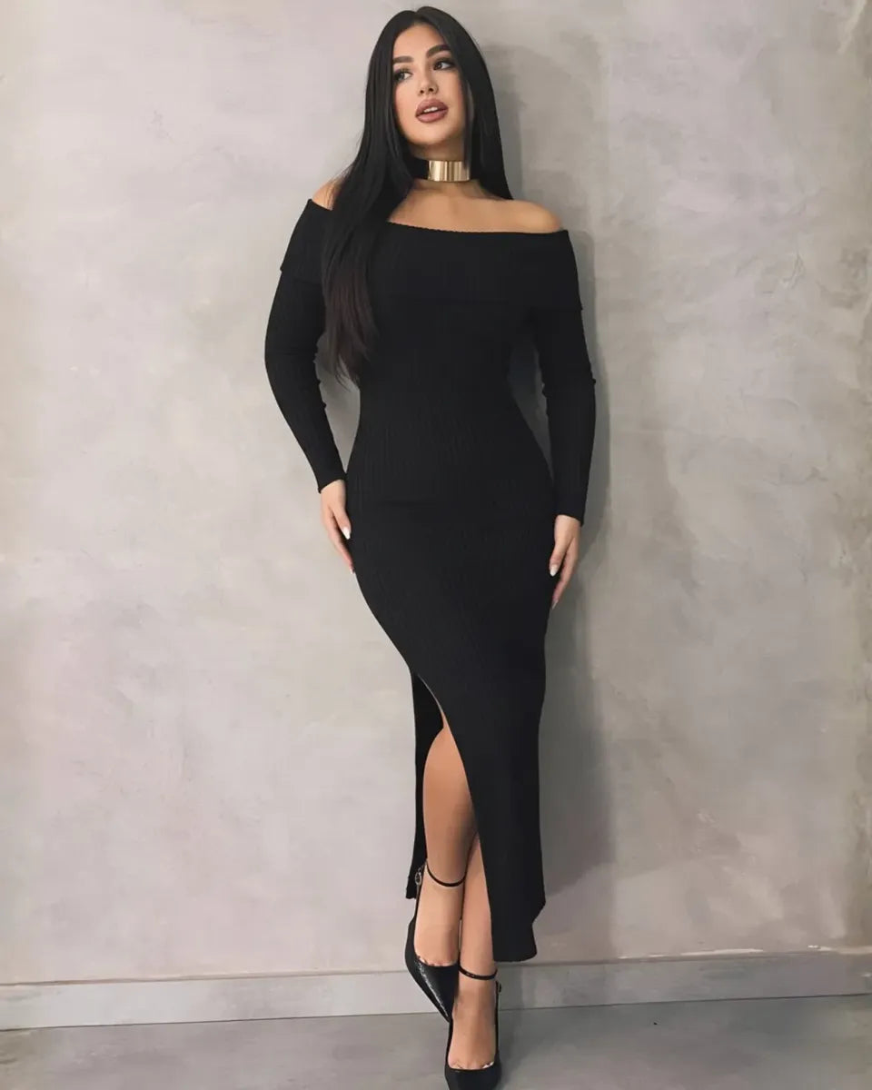 Vestido Longo Canelado Colado Ciganinha Zoe
