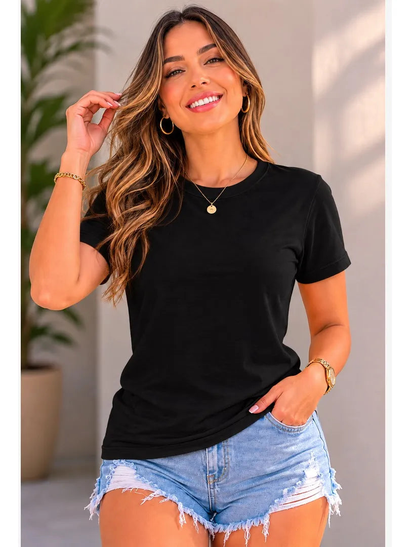 Camiseta T-shirt Feminina Basica 100% Algodão Lisa Blusa