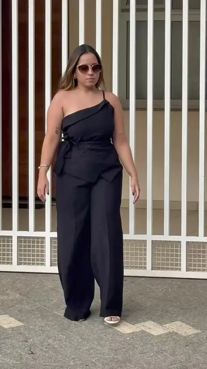 Conjunto Feminino Alfaiataria Social Pantalona Elegante Chic