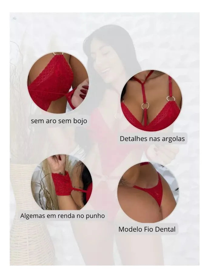 Conjunto Lingerie Algema Calcinha Sutia Sem Bojo