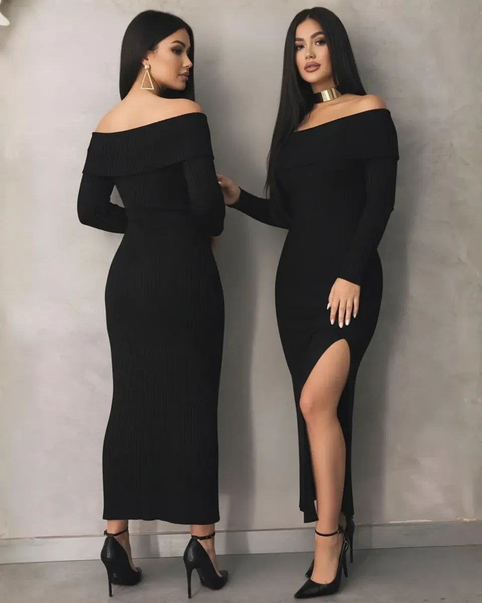 Vestido Longo Canelado Colado Ciganinha Zoe
