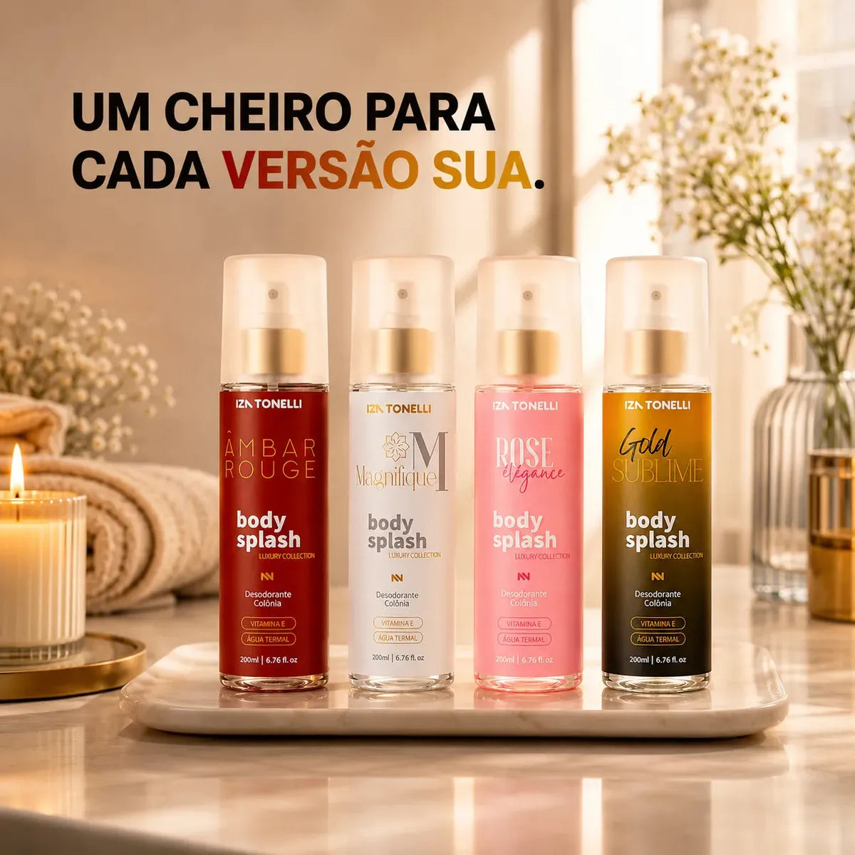 Kit 4 Body Splash Feminino 200ml Perfume De Luxo Colônia Iza