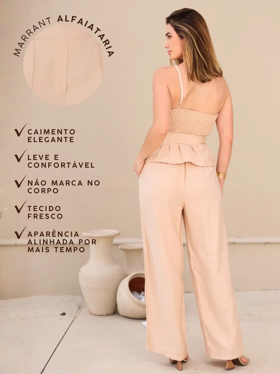 Conjunto Feminino Alfaiataria Social Pantalona Elegante Chic