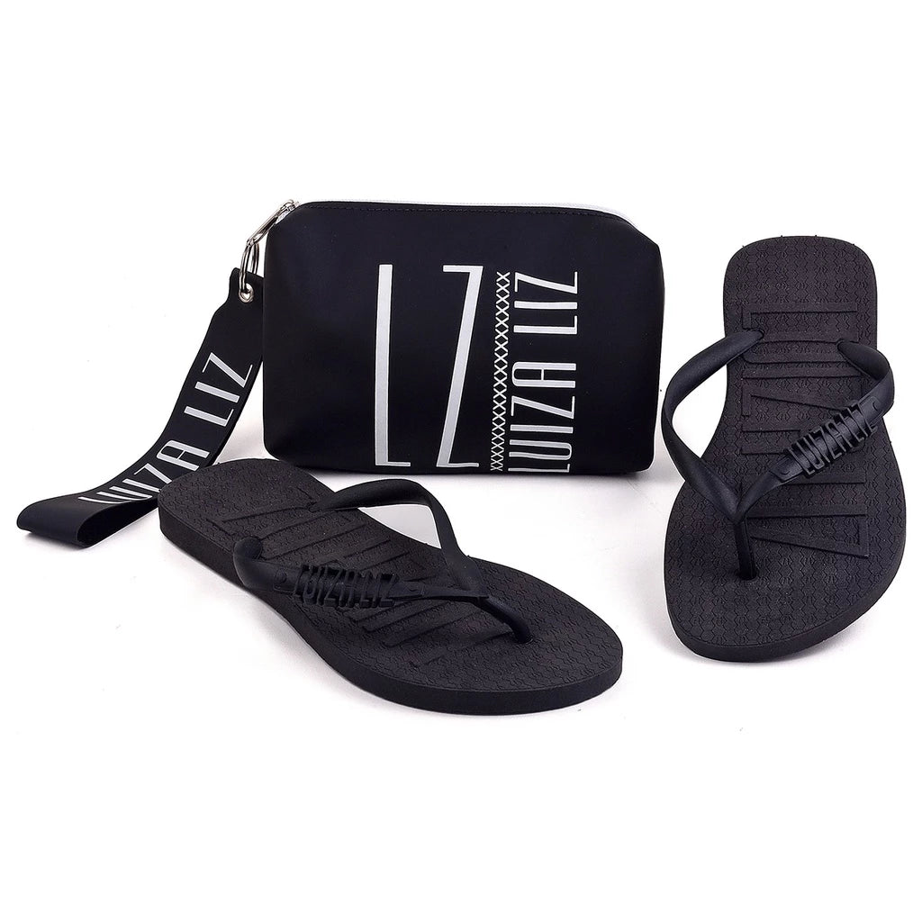 Kit Bolsa De Mão E Chinelo / Necessaire Carteira Luiza Liz