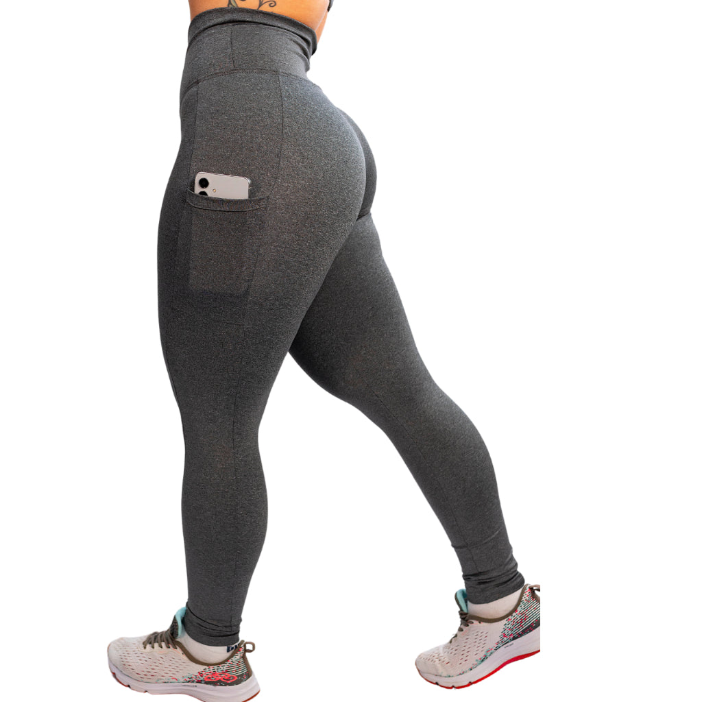 Calça Legging C/ Bolso Cintuta Alta e Costura Reforçada Corrida Caminhada Trabalho