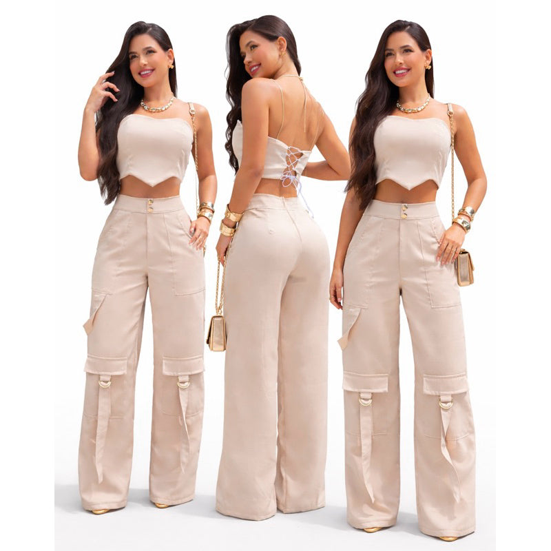 Conjunto, Calça cargo pantalona + CORSET