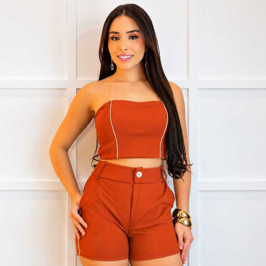 Conjunto Cropped Tomara que Caia + Short
