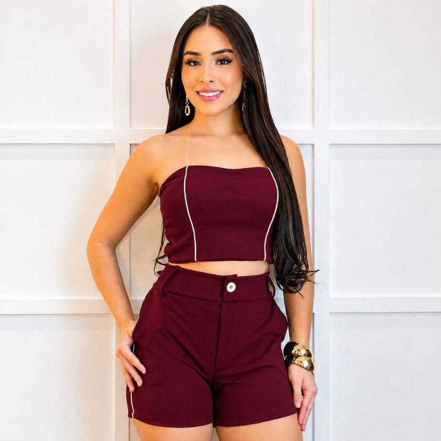 Conjunto Cropped Tomara que Caia + Short