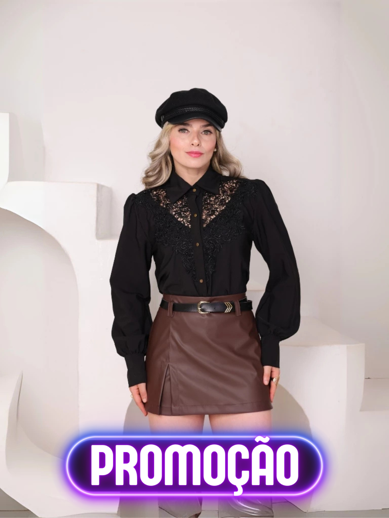 SHORT SAIA COURO FAKE CINTURA ALTA