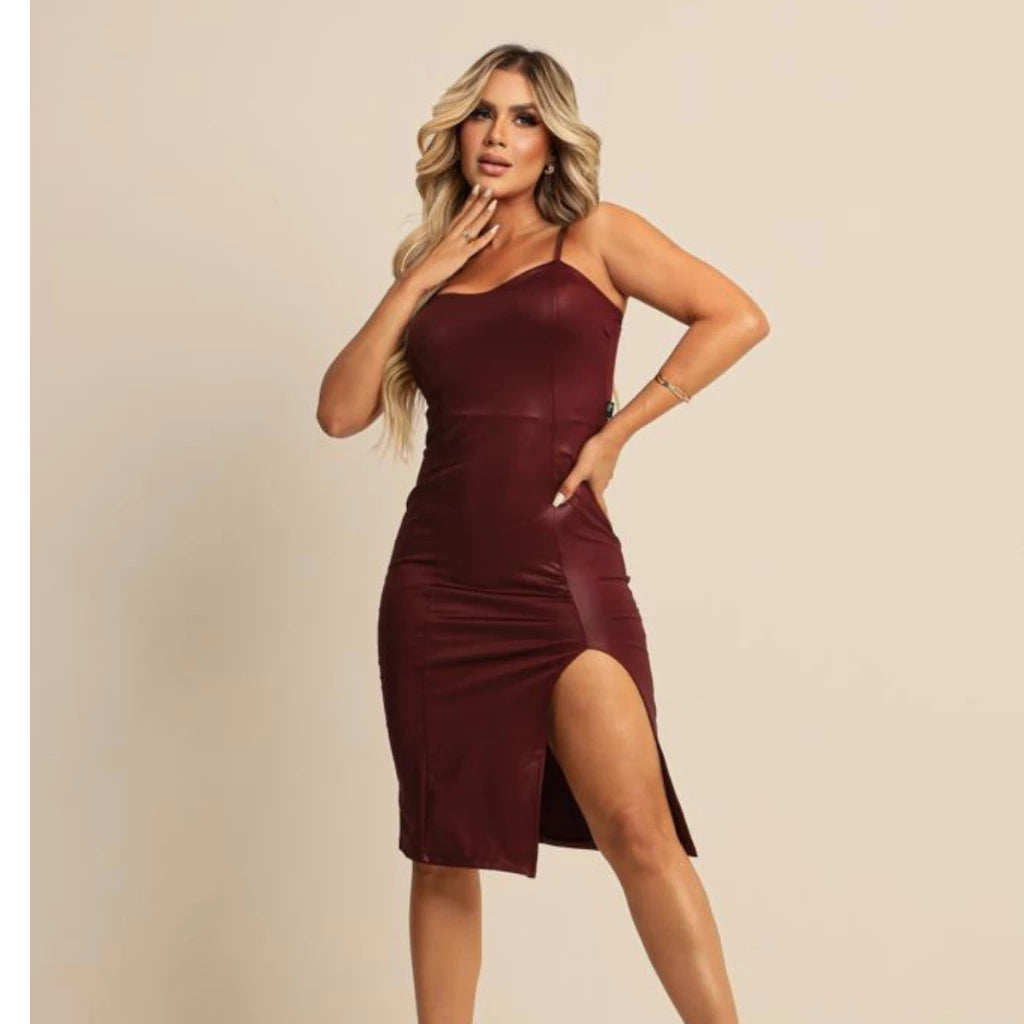 Vestido Longo Midi Justo Alcinha Suplex Cirre Premium